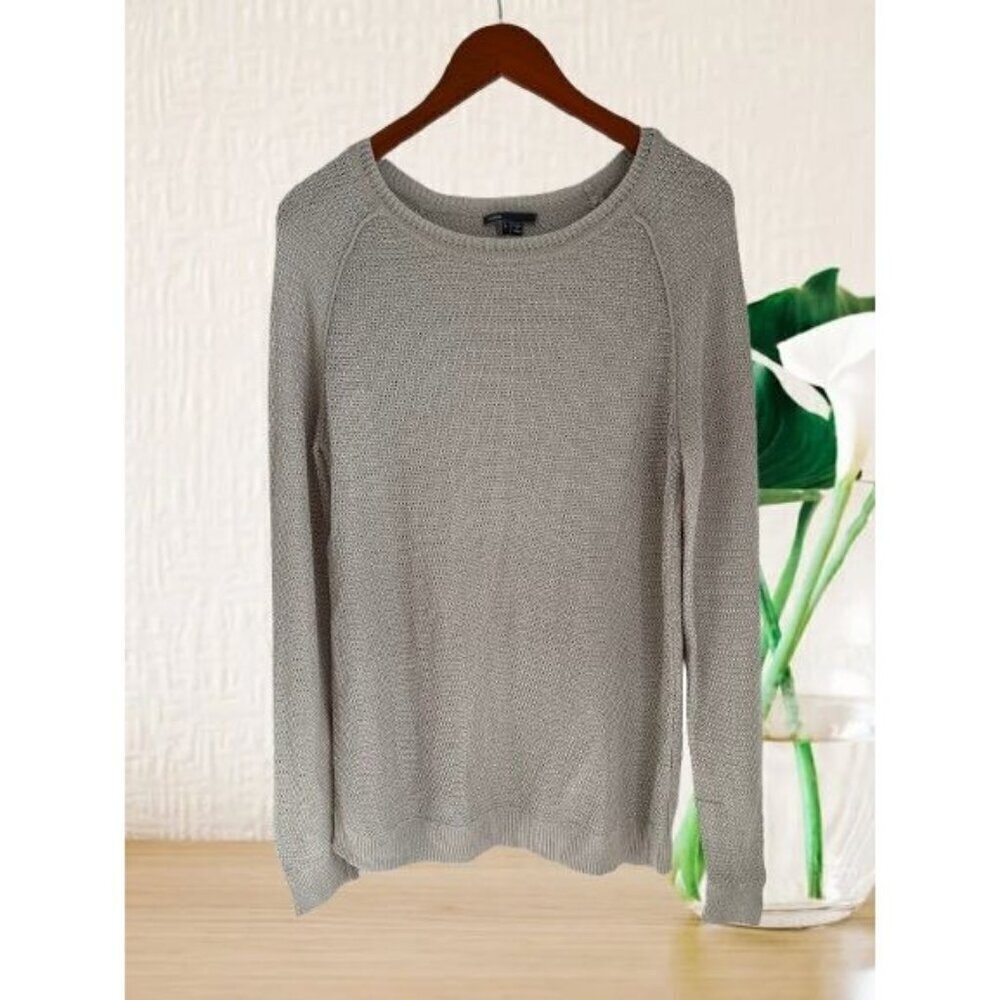 Vince Womens Knit Sweater Beige Long Sleeve Lightweight Pullover Size L